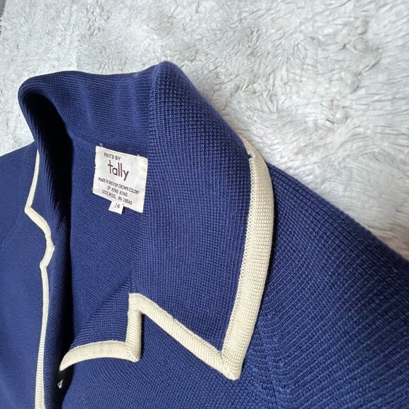 Vintage Knits By Tally Wool Classic Collared Sweater Size 14 Blue White - Picture 4 of 9